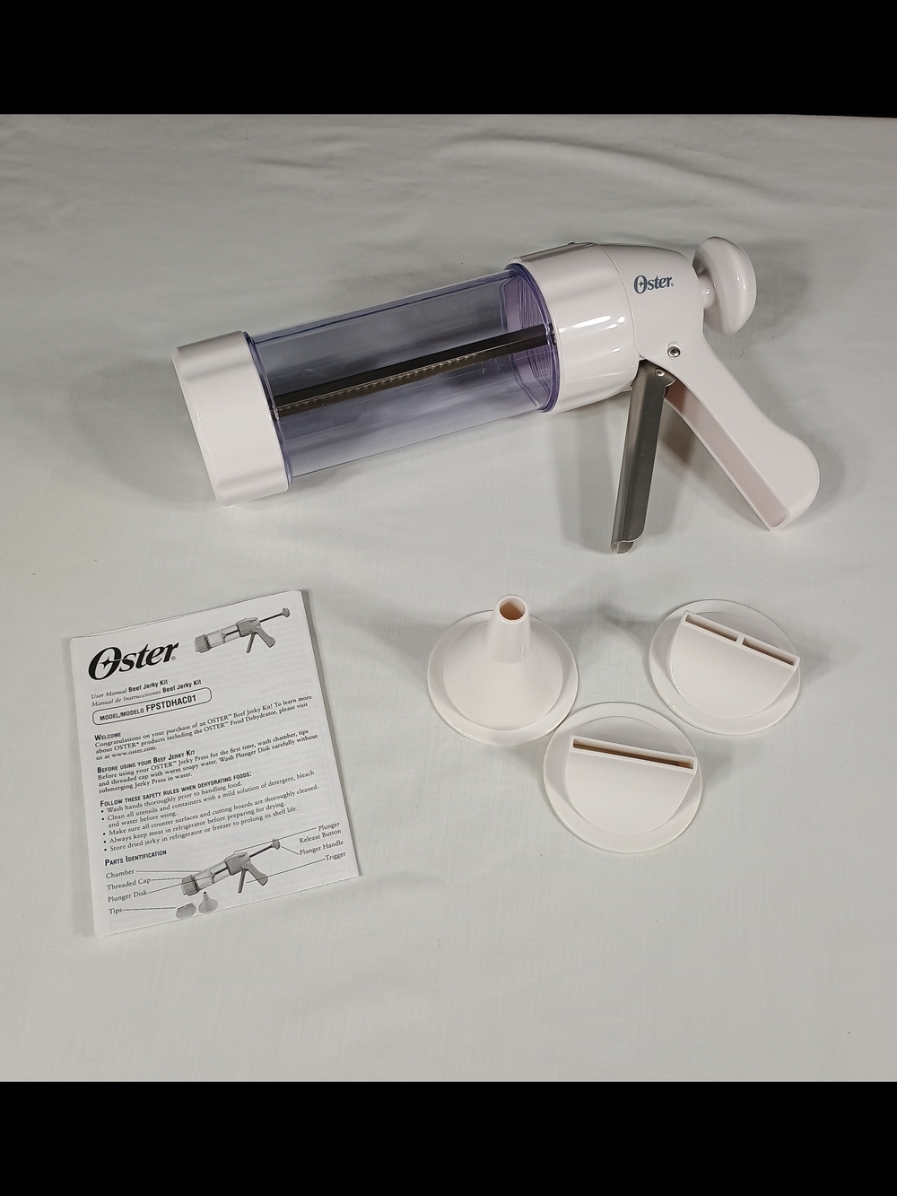 Oster White Jerky Press with Clear Barrel With Instructions New
